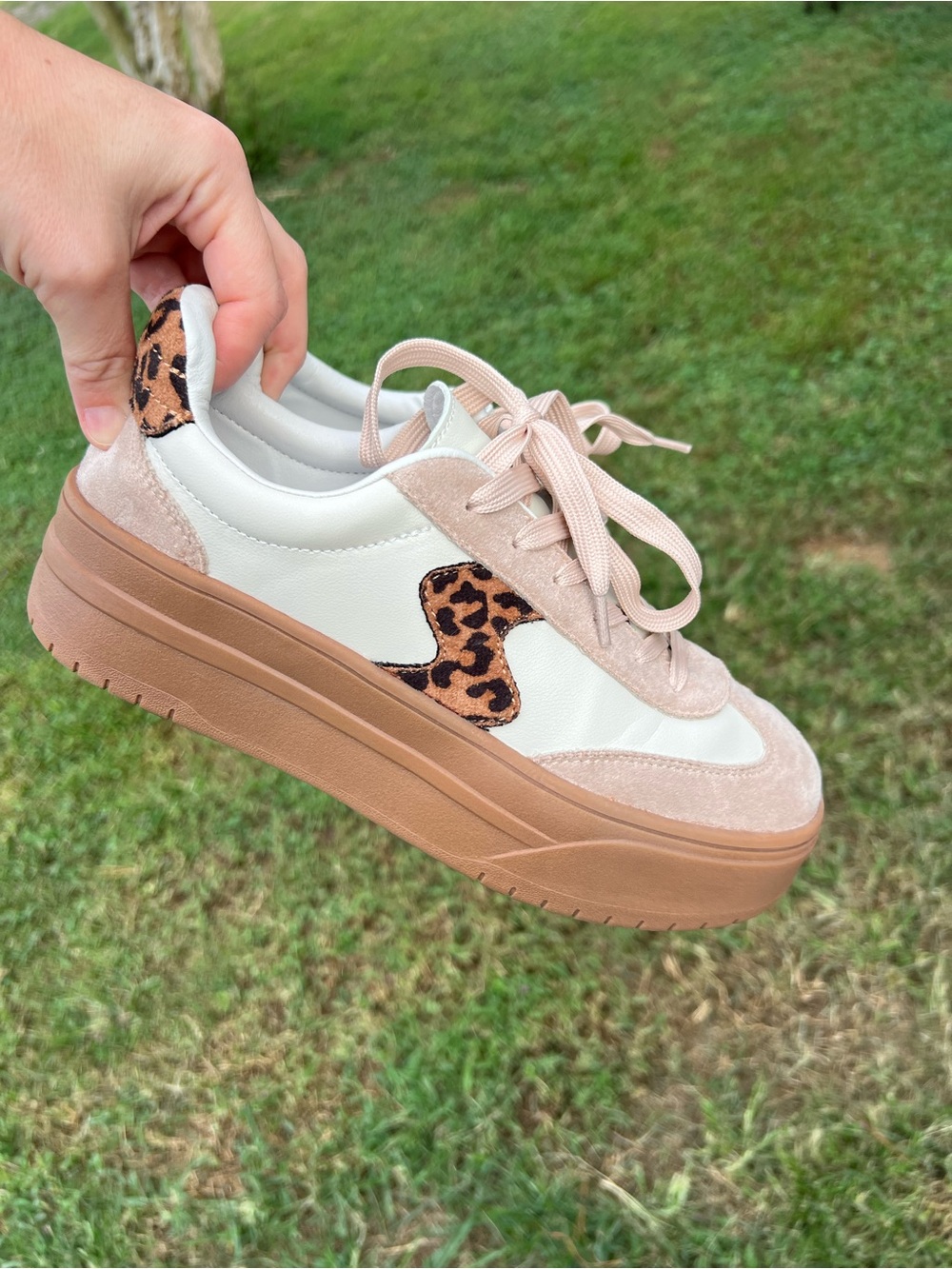 Corkys Cream and Brown Leopard Accent Sneakers - Picture 5 of 9